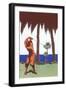 Golfing Amid Palm Trees-null-Framed Art Print