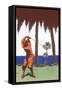 Golfing Amid Palm Trees-null-Framed Stretched Canvas