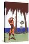 Golfing Amid Palm Trees-null-Stretched Canvas