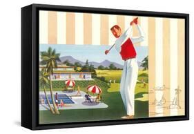 Golfing at Resort, Illustration-null-Framed Stretched Canvas