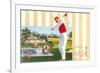 Golfing at Resort, Illustration-null-Framed Premium Giclee Print