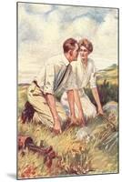 Golfing Couple Looking for Lost Ball-null-Mounted Art Print