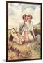 Golfing Couple Looking for Lost Ball-null-Framed Art Print