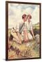 Golfing Couple Looking for Lost Ball-null-Framed Art Print