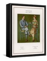 Golfing Couple: The Man Wears Plus-Fours with Matching Socks and Jumper-null-Framed Stretched Canvas