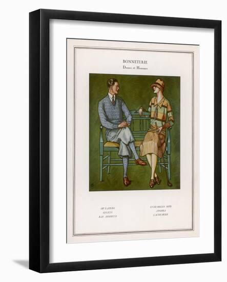 Golfing Couple: The Man Wears Plus-Fours with Matching Socks and Jumper-null-Framed Art Print