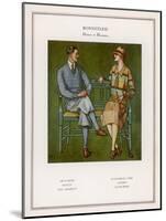 Golfing Couple: The Man Wears Plus-Fours with Matching Socks and Jumper-null-Mounted Art Print