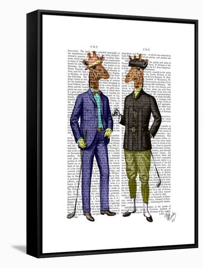 Golfing Giraffes-Fab Funky-Framed Stretched Canvas