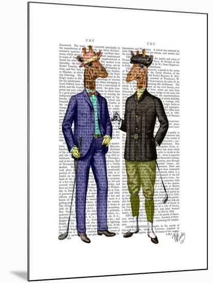 Golfing Giraffes-Fab Funky-Mounted Art Print