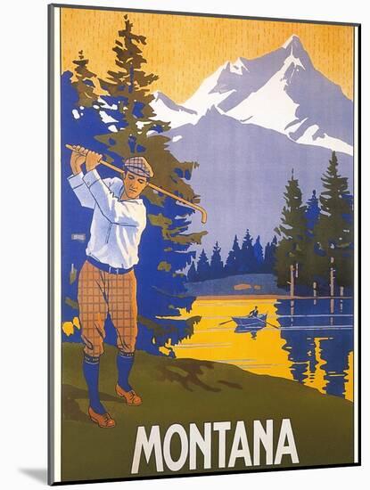 Golfing in Montana-null-Mounted Art Print