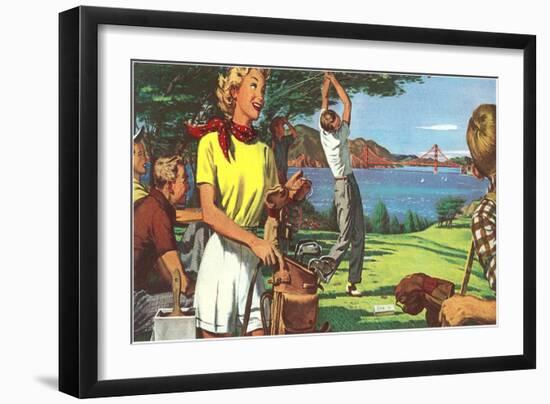 Golfing in San Francisco-null-Framed Art Print