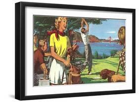 Golfing in San Francisco-null-Framed Art Print