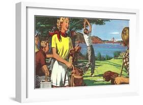 Golfing in San Francisco-null-Framed Art Print