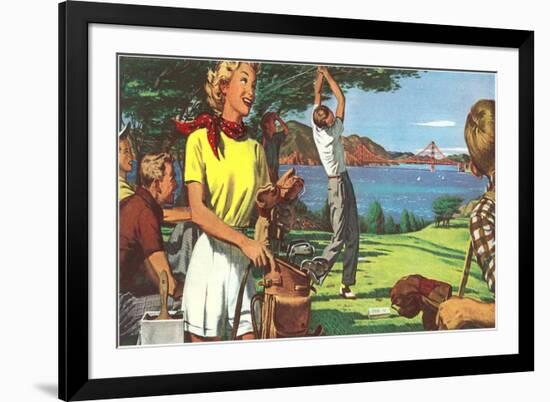 Golfing in San Francisco-null-Framed Art Print