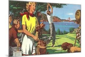 Golfing in San Francisco-null-Mounted Art Print