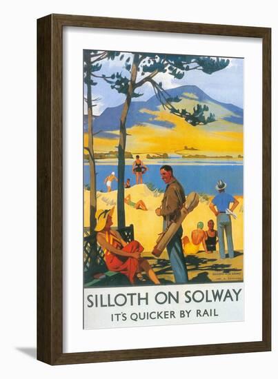 Golfing in Silloth on Solway-null-Framed Art Print