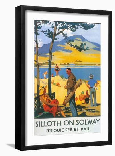 Golfing in Silloth on Solway-null-Framed Art Print