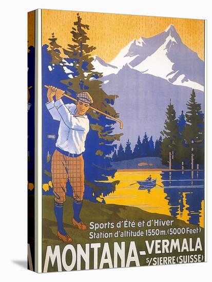 Golfing in Swiss Alps-null-Stretched Canvas