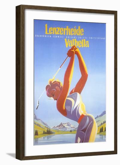 Golfing in Switzerland-null-Framed Art Print