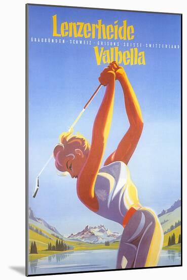 Golfing in Switzerland-null-Mounted Art Print