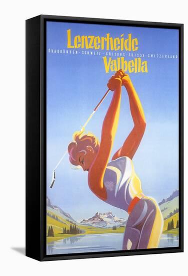 Golfing in Switzerland-null-Framed Stretched Canvas