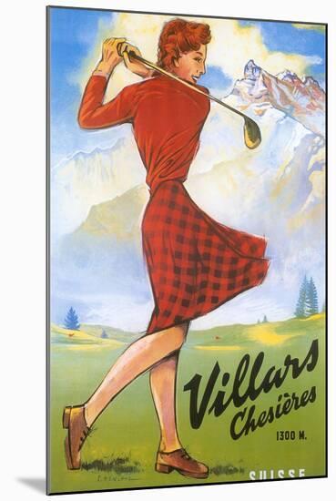 Golfing in Switzerland-null-Mounted Art Print