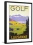 Golfing in Switzerland-null-Framed Art Print