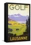 Golfing in Switzerland-null-Framed Stretched Canvas