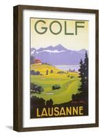 Golfing in Switzerland-null-Framed Art Print