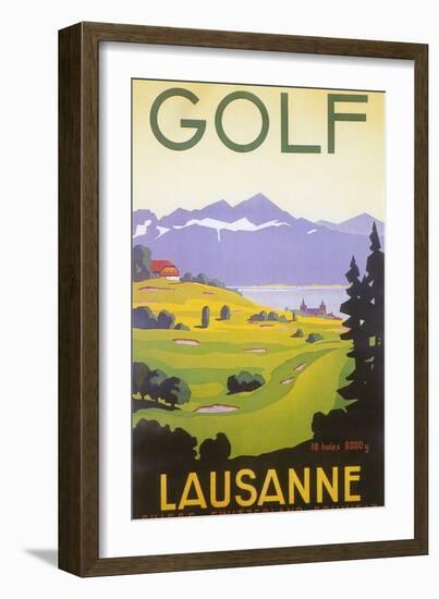 Golfing in Switzerland-null-Framed Art Print