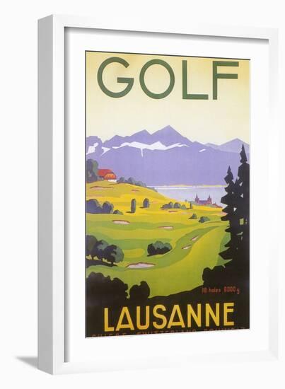 Golfing in Switzerland-null-Framed Art Print