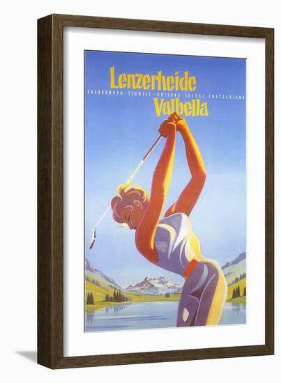 Golfing in Switzerland-Found Image Press-Framed Giclee Print