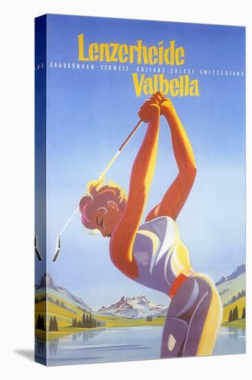 Golfing in Switzerland-Found Image Press-Stretched Canvas