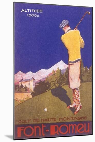 Golfing in the Alps-null-Mounted Art Print