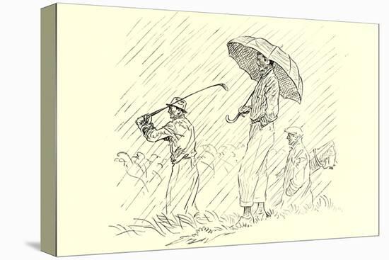 Golfing in the Rain-null-Stretched Canvas