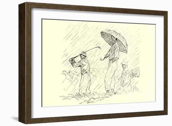 Golfing in the Rain-null-Framed Art Print