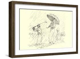Golfing in the Rain-null-Framed Art Print