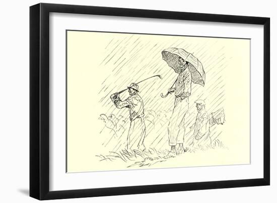 Golfing in the Rain-null-Framed Art Print