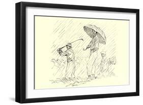 Golfing in the Rain-null-Framed Art Print