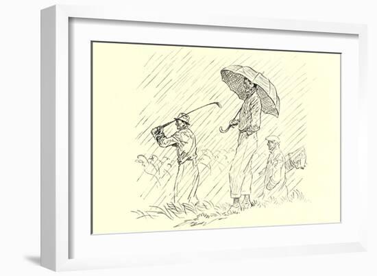 Golfing in the Rain-null-Framed Art Print