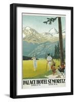 Golfing in the Swiss Alps-Found Image Press-Framed Giclee Print