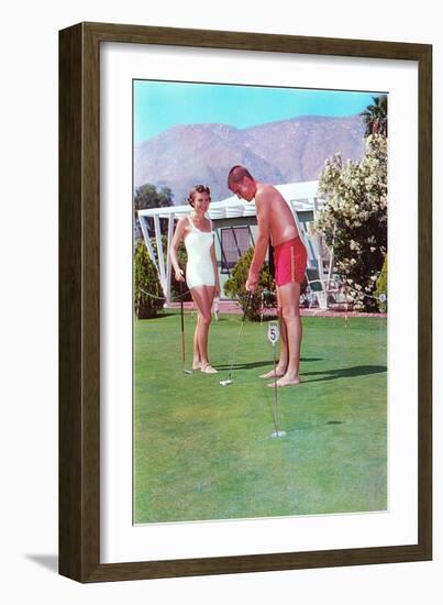 Golfing in Your Bathing Suit, Retro-null-Framed Art Print