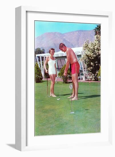 Golfing in Your Bathing Suit, Retro-null-Framed Art Print