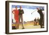 Golfing on the Beach-null-Framed Art Print