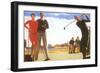 Golfing on the Beach-null-Framed Art Print