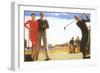 Golfing on the Beach-null-Framed Art Print