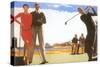 Golfing on the Beach-null-Stretched Canvas