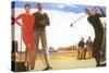 Golfing on the Beach-null-Stretched Canvas