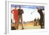 Golfing on the Beach-null-Framed Art Print