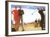 Golfing on the Beach-null-Framed Art Print